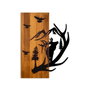 Wallity Deer and Mountain Escultura de pared Nogal y Negro